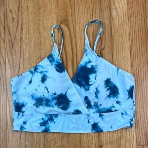 Blue Tie-Dye Women's Swim Top 1XL